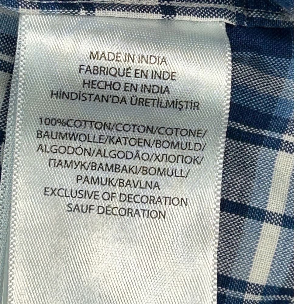 Ralph Lauren Indigo Oxford Shirt Mens Large Blue White Plaid Button Down L - Picture 6 of 6